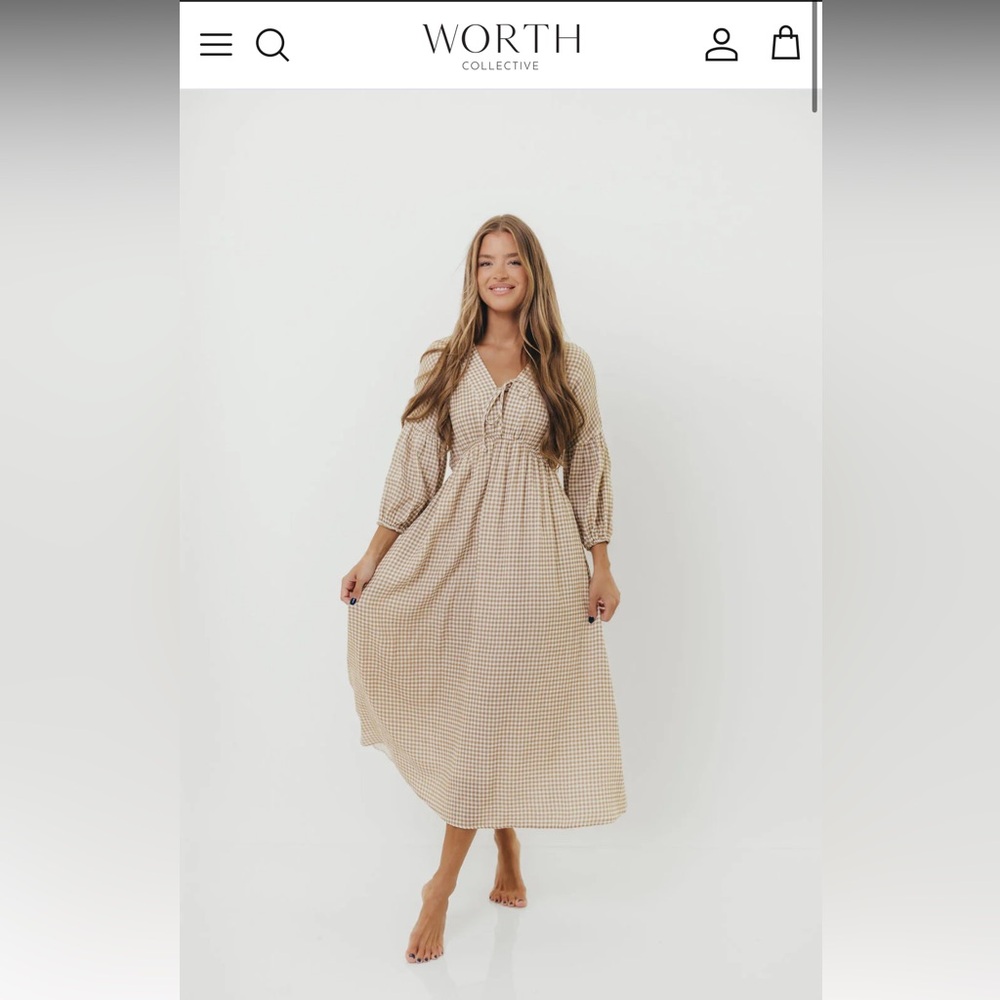 Long sleeve gingham maxi dress